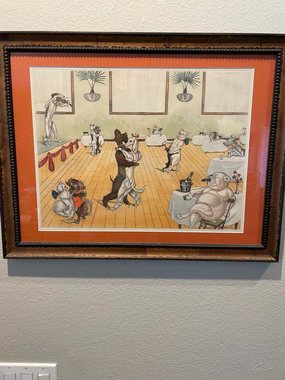 Boris O'Klein Original  Signed Hand-Colored Etching‎ 'Bal Tabarin' Framed Print